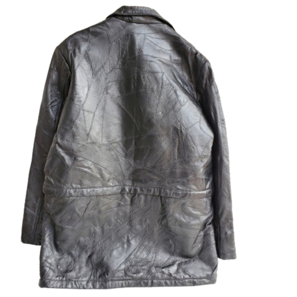 Genuine Leather Coat Black Jacket Sz XL - Picture 2 of 14